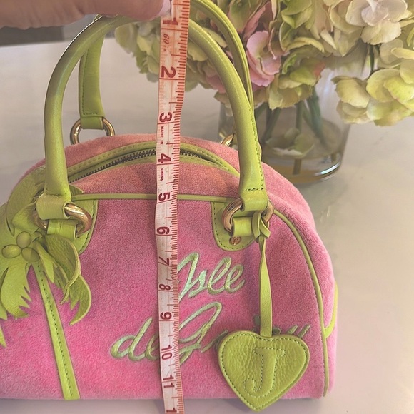 Vintage Juicy Couture Pink and Green Satchel Y2K Terry Bowling Bag - Picture 15 of 15